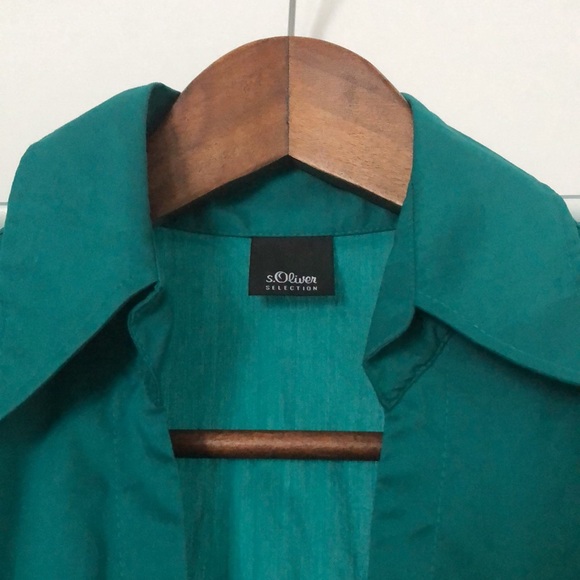 Green&turquoise, sleeveless, wrap VNeck blouse, not worn,sOliver Selection, US10 - Picture 3 of 12